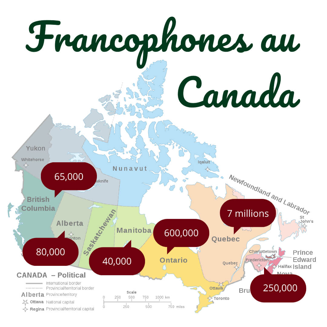 Carte des francophones des provinces canadiennes